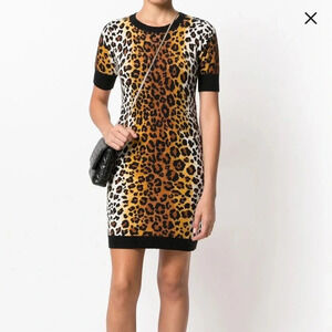 LOVE MOSCHINO Leopard Print Knitted Dress size S 3% cashmere​​